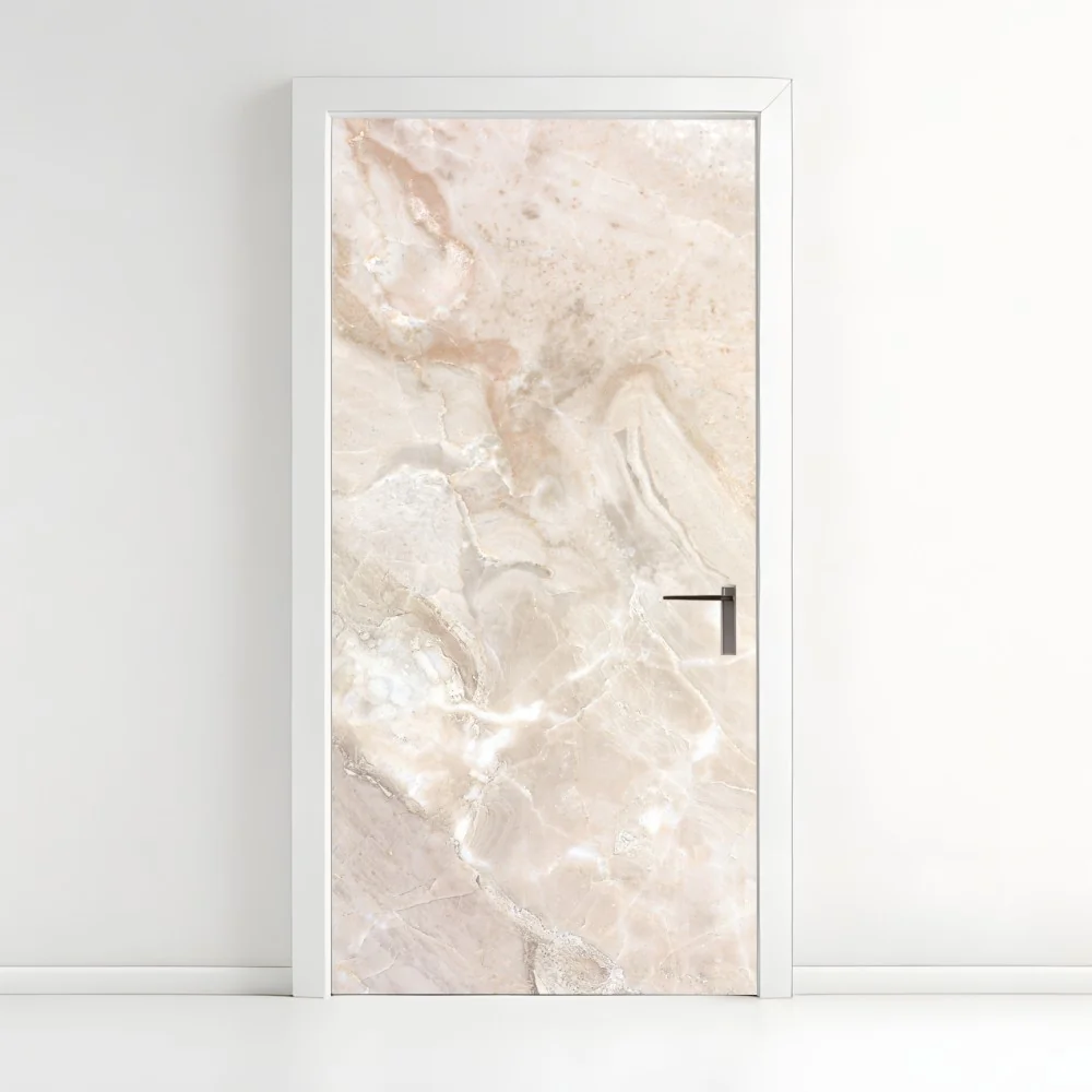 Naklejka na drzwi beżowa tekstura marmuru – Wallissimo® Naklejka na drzwi beżowa tekstura marmuru – Wallissimo®