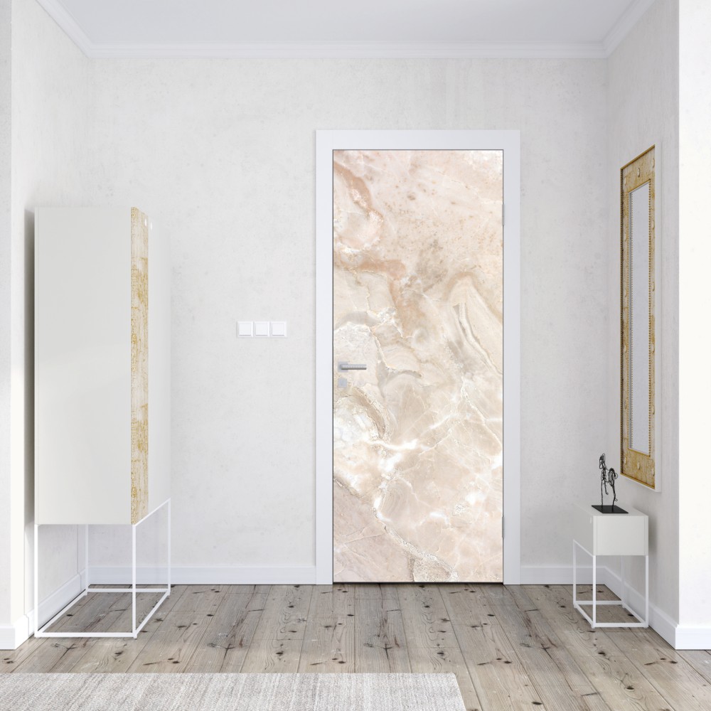 Naklejka na drzwi beżowa tekstura marmuru – Wallissimo® Naklejka na drzwi beżowa tekstura marmuru – Wallissimo®