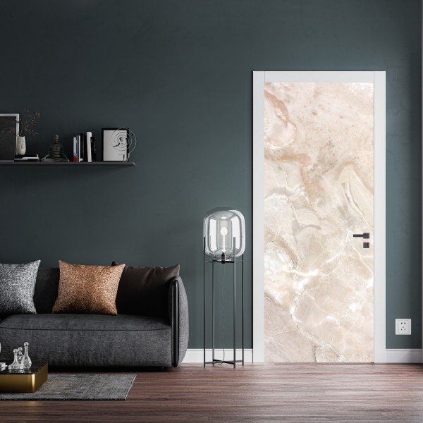 Naklejka na drzwi beżowa tekstura marmuru – Wallissimo® Naklejka na drzwi beżowa tekstura marmuru – Wallissimo®