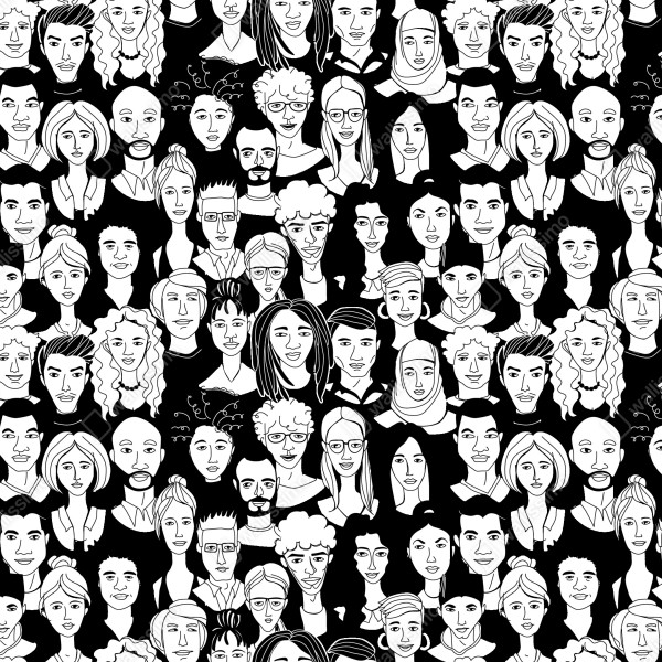 Naklejka na drzwi wzór z różnorodnymi twarzami – Wallissimo® Naklejka na drzwi wzór z różnorodnymi twarzami – Wallissimo®