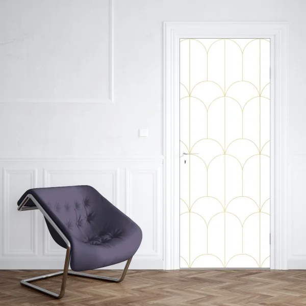 Naklejka na drzwi złoty art deco łukowy wzór – Wallissimo® Naklejka na drzwi złoty art deco łukowy wzór – Wallissimo®