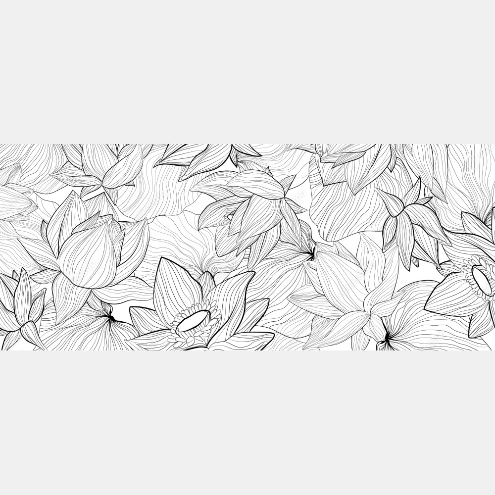 Naklejka na drzwi delikatny rysunek lotosu w czerni i bieli – Wallissimo® Naklejka na drzwi delikatny rysunek lotosu w czerni i bieli – Wallissimo®