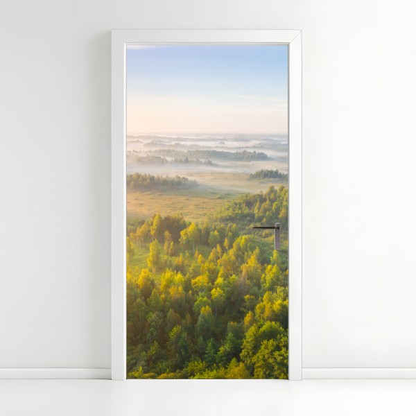 Naklejka na drzwi niebieski marmurowy wzór płynnej farby – Wallissimo®