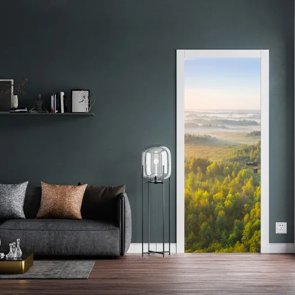 Naklejka na drzwi czarny marmur ze złotymi żyłami – Wallissimo®