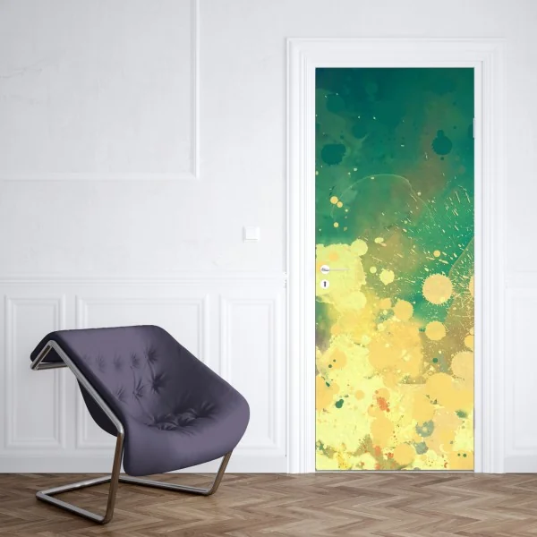 Naklejka na drzwi delikatne białe liście na szarym tle – Wallissimo®