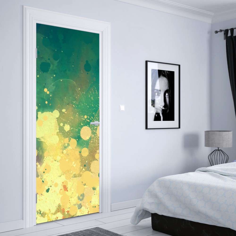 Naklejka na drzwi turkusowy wybuch akwareli abstrakcja – Wallissimo® Naklejka na drzwi turkusowy wybuch akwareli abstrakcja – Wallissimo®