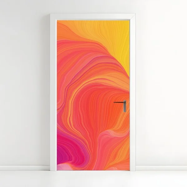 Naklejka na drzwi żywa czerwona róża - zbliżenie – Wallissimo®