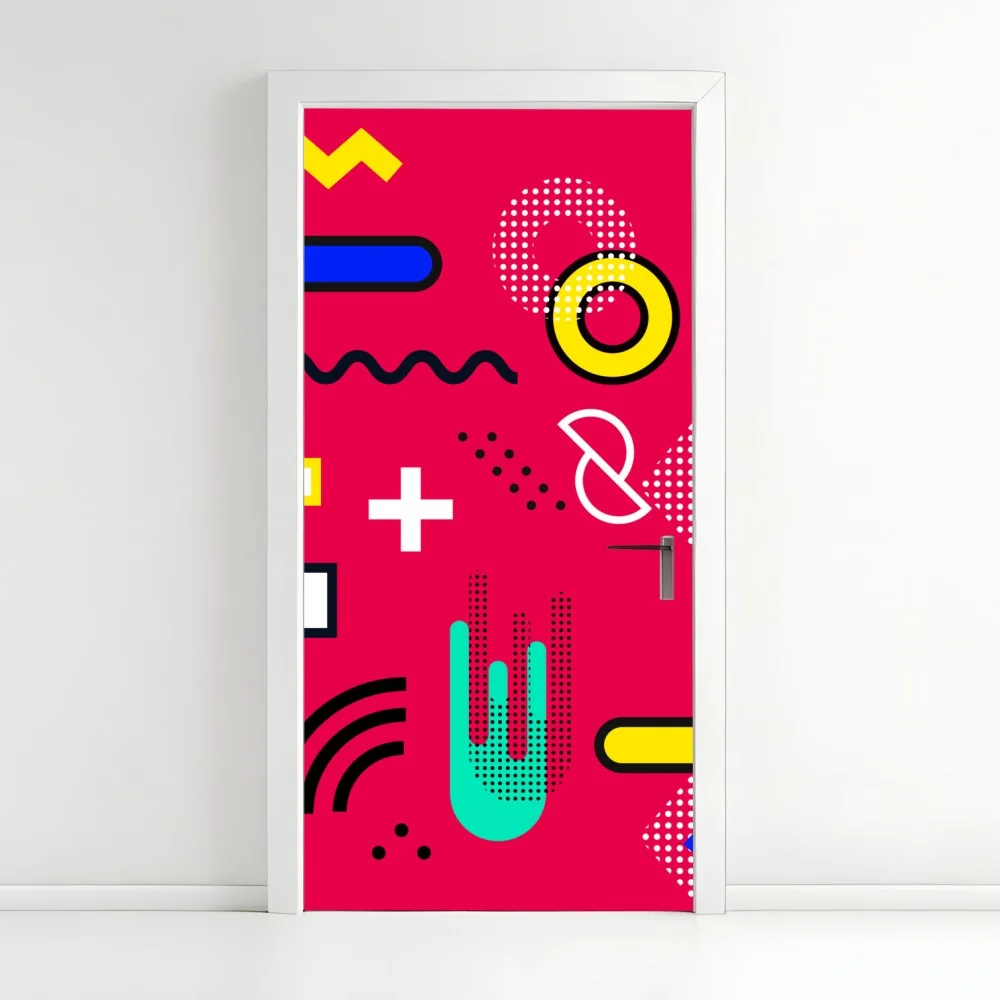 Naklejka na drzwi żywy geometryczny wzór pop – Wallissimo® Naklejka na drzwi żywy geometryczny wzór pop – Wallissimo®