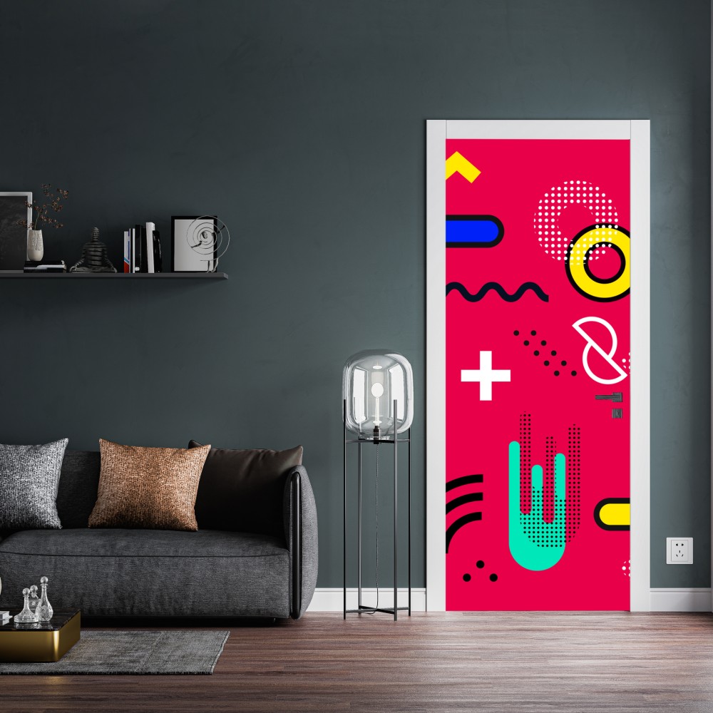 Naklejka na drzwi żywy geometryczny wzór pop – Wallissimo® Naklejka na drzwi żywy geometryczny wzór pop – Wallissimo®