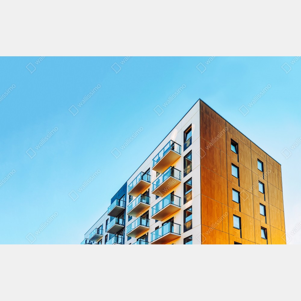 Naklejka na drzwi nowoczesny budynek mieszkalny z balkonami – Wallissimo® Naklejka na drzwi nowoczesny budynek mieszkalny z balkonami – Wallissimo®
