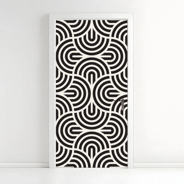 Naklejka na drzwi czarno-biały geometryczny wzór