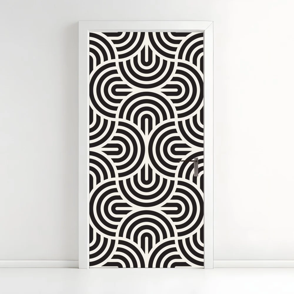 Naklejka na drzwi czarno-biały geometryczny wzór – Wallissimo® Naklejka na drzwi czarno-biały geometryczny wzór – Wallissimo®