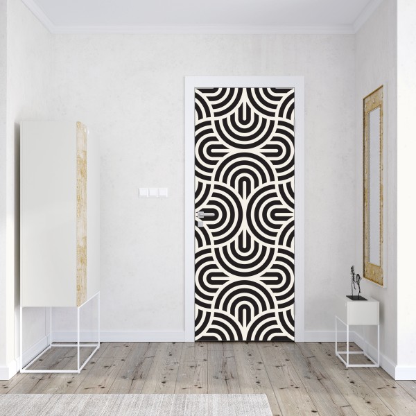 Naklejka na drzwi czarno-biały geometryczny wzór – Wallissimo® Naklejka na drzwi czarno-biały geometryczny wzór – Wallissimo®