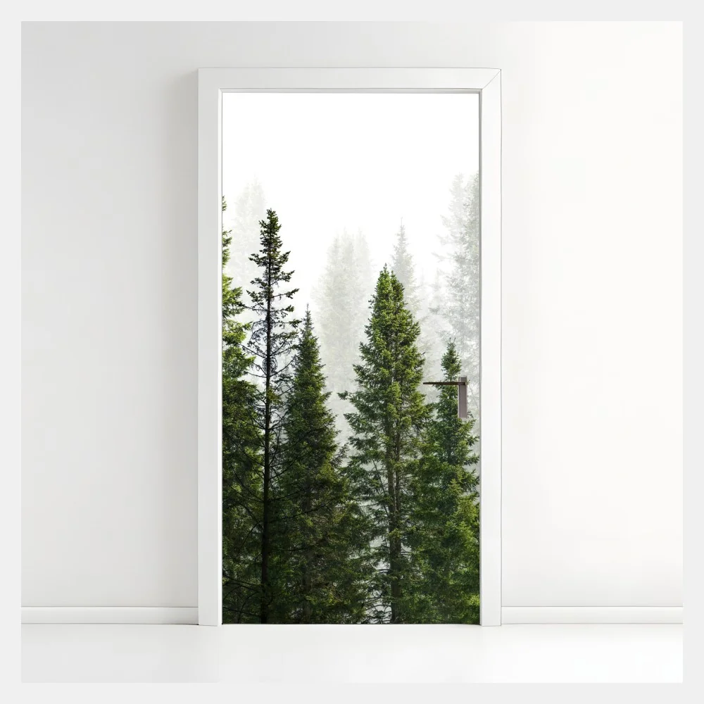 Naklejka na drzwi mglisty las jodłowy – Wallissimo® Naklejka na drzwi mglisty las jodłowy – Wallissimo®