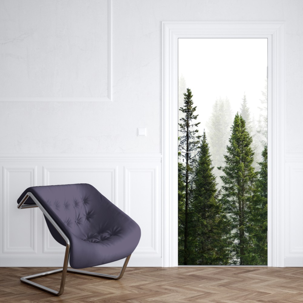Naklejka na drzwi mglisty las jodłowy – Wallissimo® Naklejka na drzwi mglisty las jodłowy – Wallissimo®