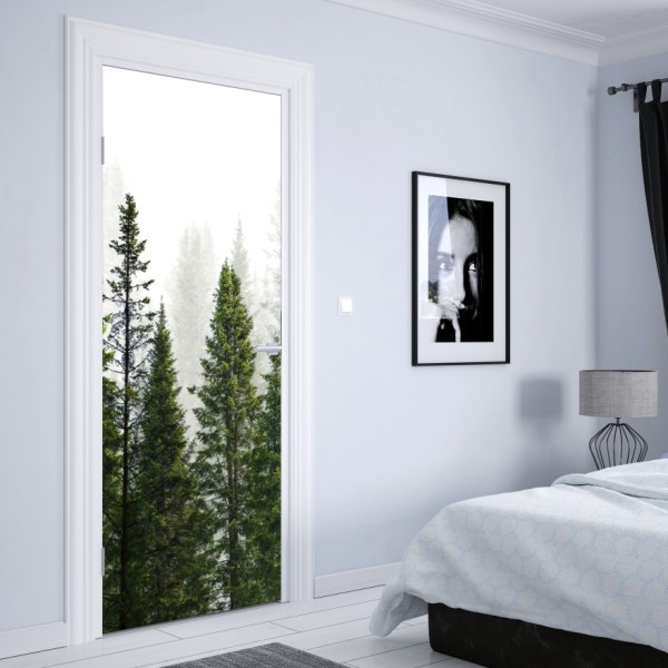 Naklejka na drzwi mglisty las jodłowy – Wallissimo® Naklejka na drzwi mglisty las jodłowy – Wallissimo®