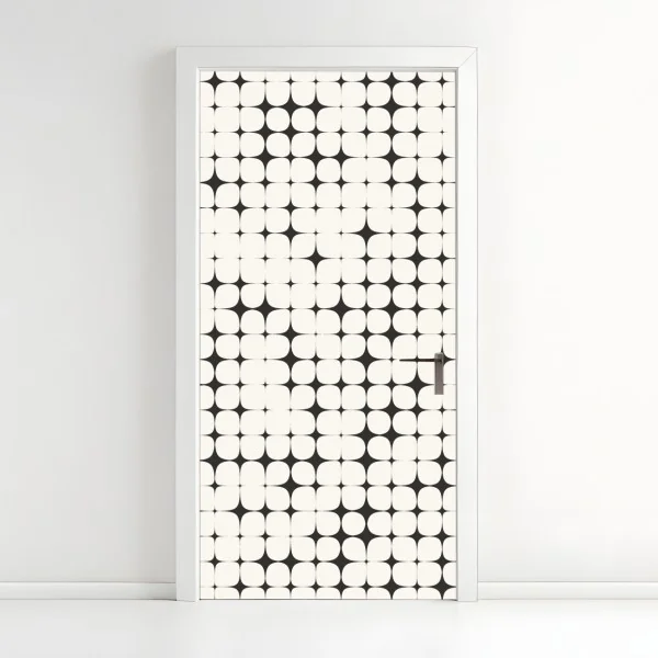Naklejka na drzwi monochromatyczny geometryczny wzór z kropkami