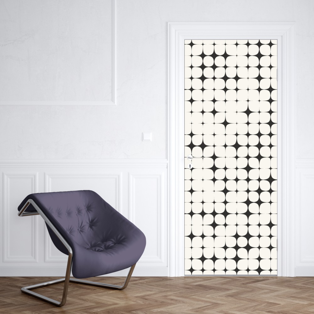 Naklejka na drzwi monochromatyczny geometryczny wzór z kropkami – Wallissimo® Naklejka na drzwi monochromatyczny geometryczny wzór z kropkami – Wallissimo®