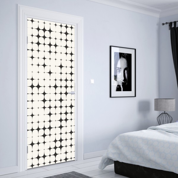 Naklejka na drzwi monochromatyczny geometryczny wzór z kropkami – Wallissimo® Naklejka na drzwi monochromatyczny geometryczny wzór z kropkami – Wallissimo®