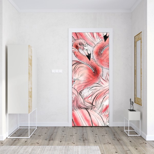 Naklejka na drzwi turkusowe góry o złotych akcentach – Wallissimo®