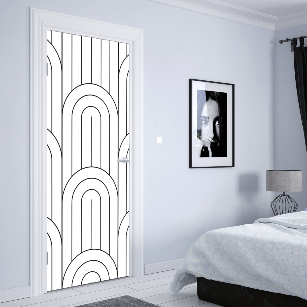 Naklejka na drzwi monochromatyczny wzór łuków – Wallissimo® Naklejka na drzwi monochromatyczny wzór łuków – Wallissimo®