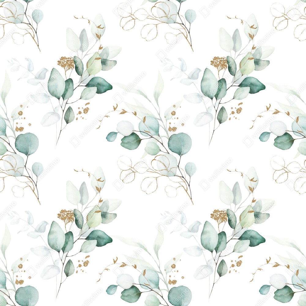 Naklejka na drzwi akwarelowy wzór eukaliptusa w zieleni – Wallissimo® Naklejka na drzwi akwarelowy wzór eukaliptusa w zieleni – Wallissimo®