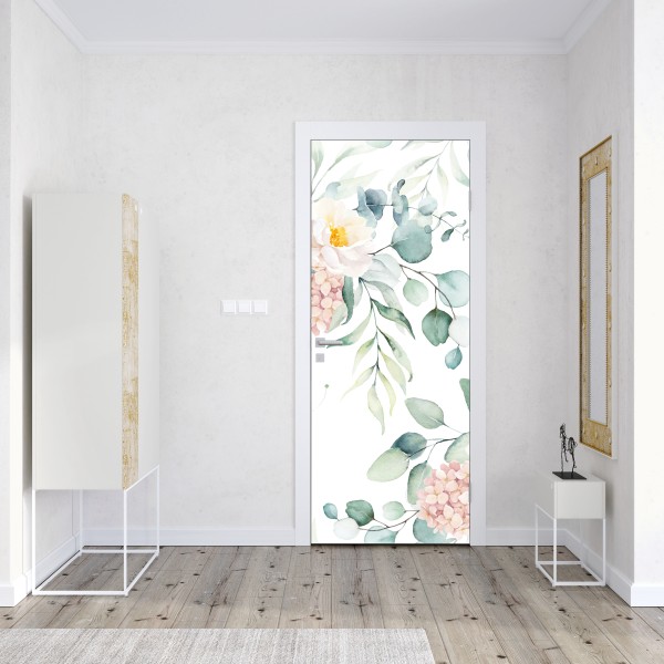 Naklejka na drzwi delikatny akwarelowy bukiet kwiatów – Wallissimo® Naklejka na drzwi delikatny akwarelowy bukiet kwiatów – Wallissimo®