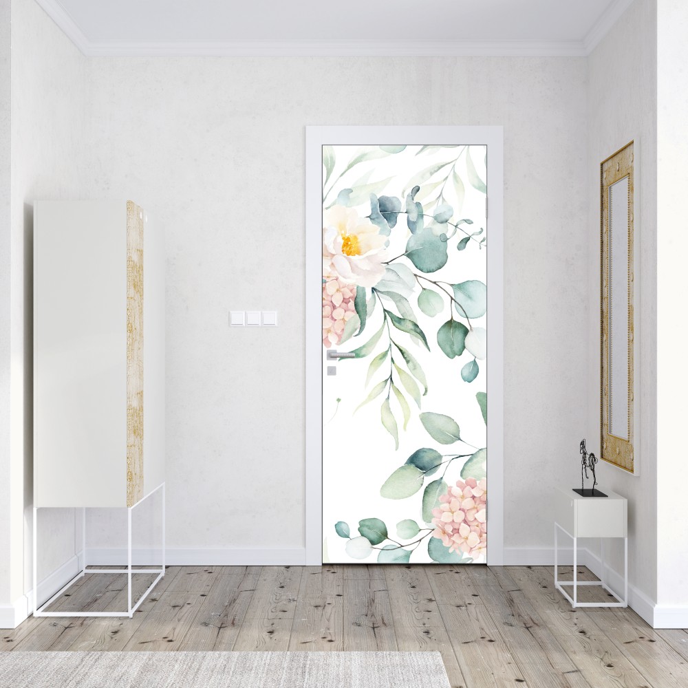 Naklejka na drzwi delikatny akwarelowy bukiet kwiatów – Wallissimo® Naklejka na drzwi delikatny akwarelowy bukiet kwiatów – Wallissimo®