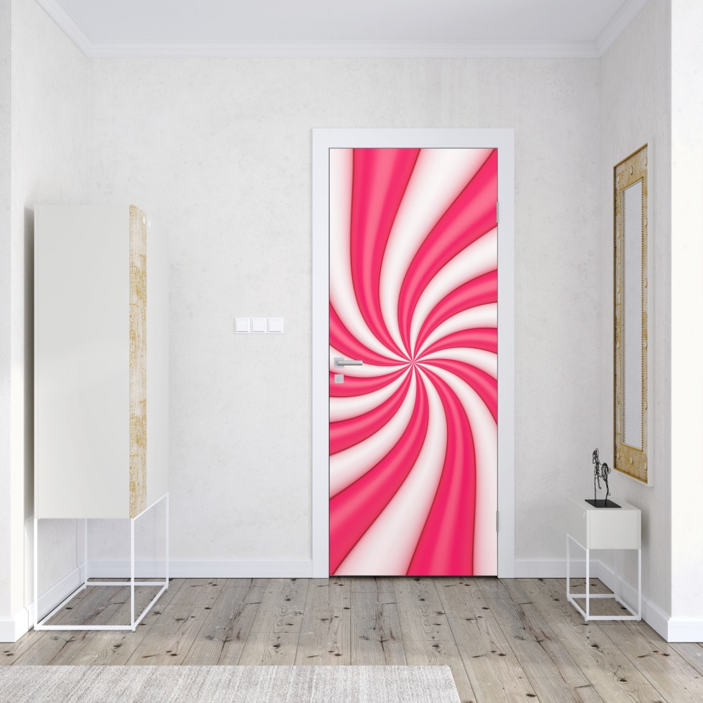 Naklejka na drzwi różowa cukierkowa spirala – Wallissimo® Naklejka na drzwi różowa cukierkowa spirala – Wallissimo®