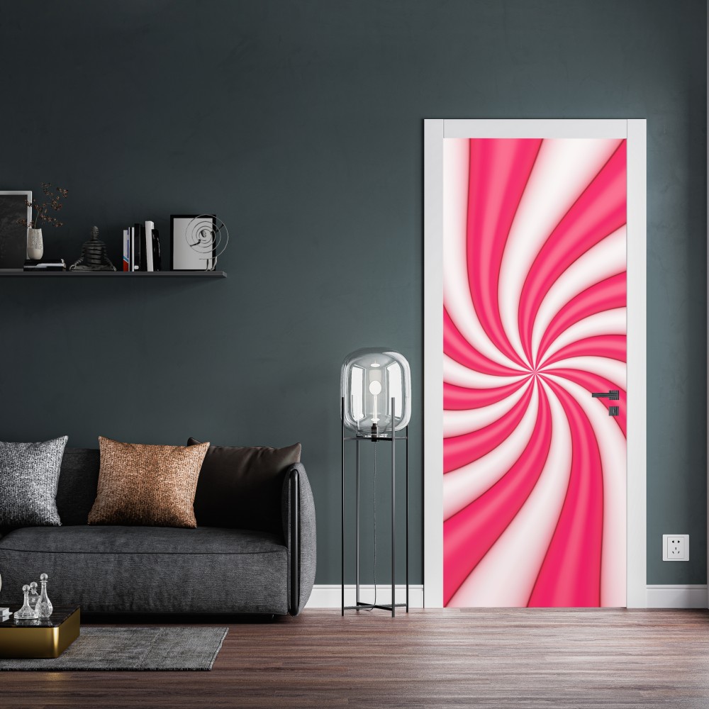 Naklejka na drzwi różowa cukierkowa spirala – Wallissimo® Naklejka na drzwi różowa cukierkowa spirala – Wallissimo®