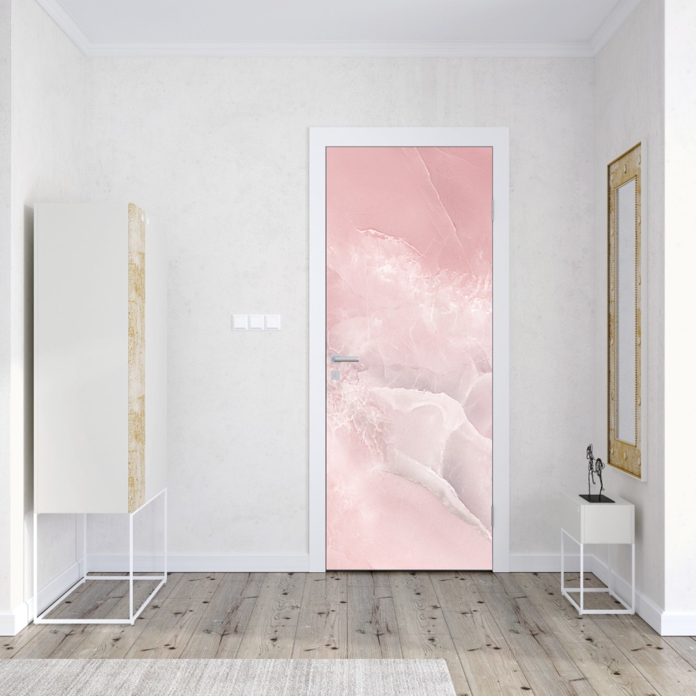 Naklejka na drzwi delikatna różowa tekstura marmuru – Wallissimo® Naklejka na drzwi delikatna różowa tekstura marmuru – Wallissimo®