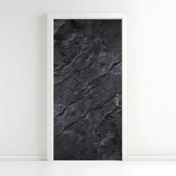 Naklejka na drzwi ciemna tekstura kamienia