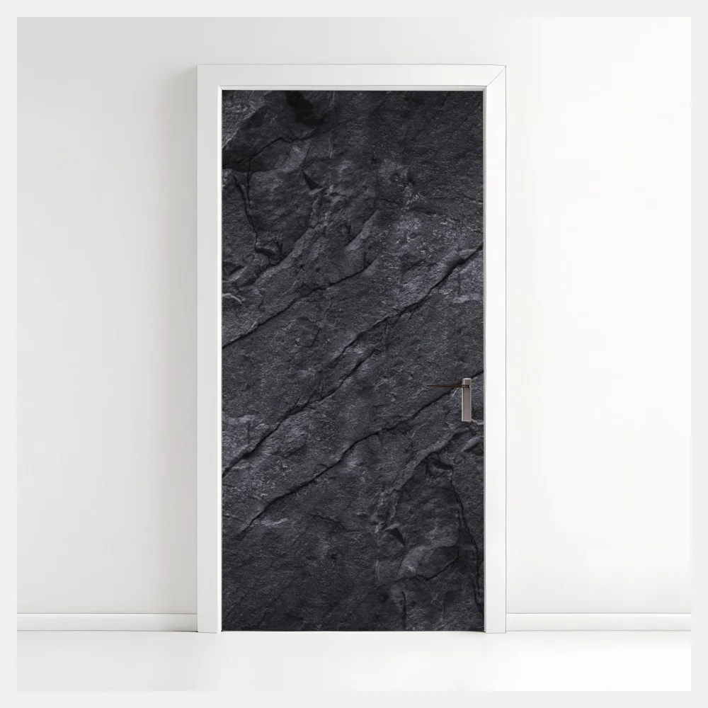 Naklejka na drzwi ciemna tekstura kamienia – Wallissimo® Naklejka na drzwi ciemna tekstura kamienia – Wallissimo®