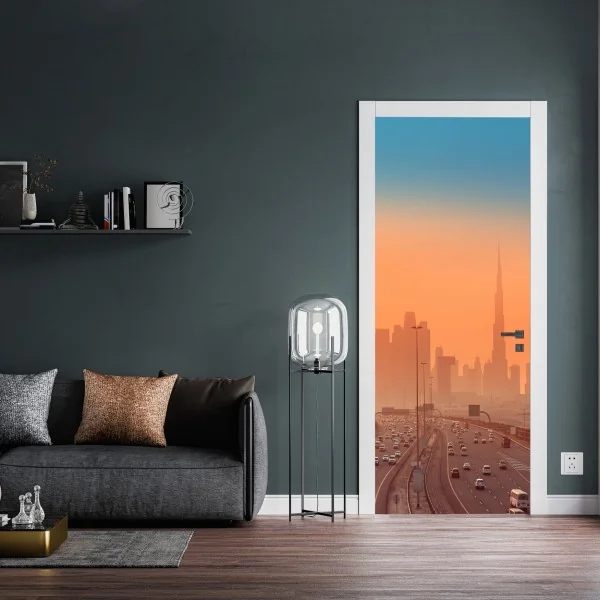 Naklejka na drzwi pastelowy wzór pociągnięć pędzla – Wallissimo®