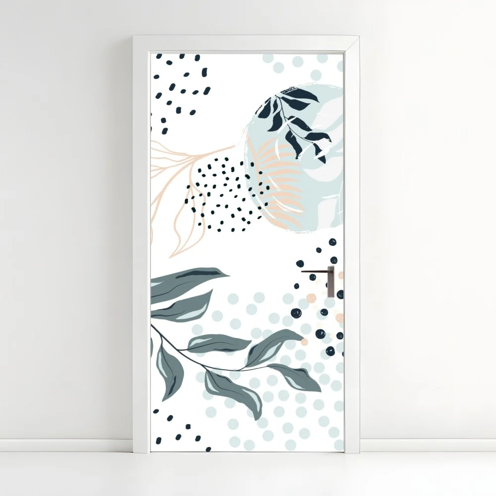 Naklejka na drzwi pastelowy botaniczny wzór abstrakcyjny – Wallissimo® Naklejka na drzwi pastelowy botaniczny wzór abstrakcyjny – Wallissimo®