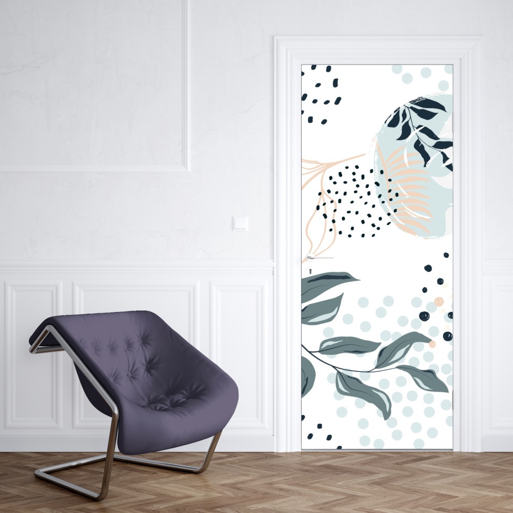 Naklejka na drzwi pastelowy botaniczny wzór abstrakcyjny – Wallissimo® Naklejka na drzwi pastelowy botaniczny wzór abstrakcyjny – Wallissimo®