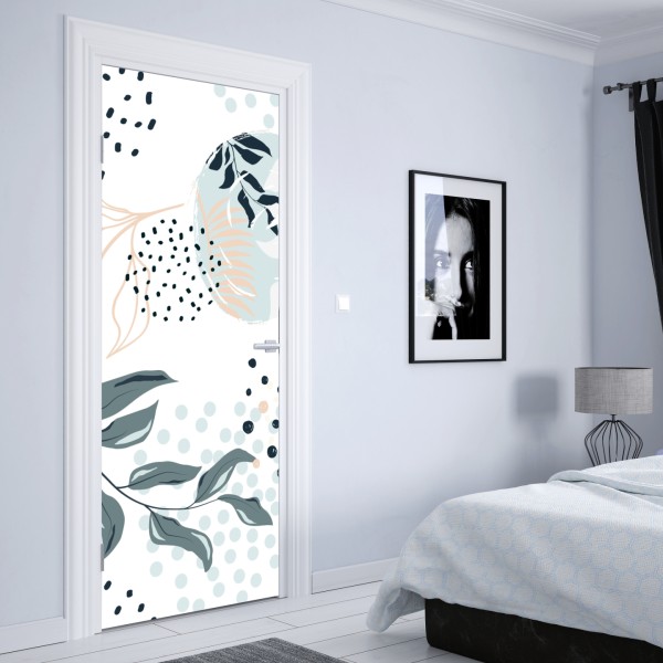 Naklejka na drzwi pastelowy botaniczny wzór abstrakcyjny – Wallissimo® Naklejka na drzwi pastelowy botaniczny wzór abstrakcyjny – Wallissimo®