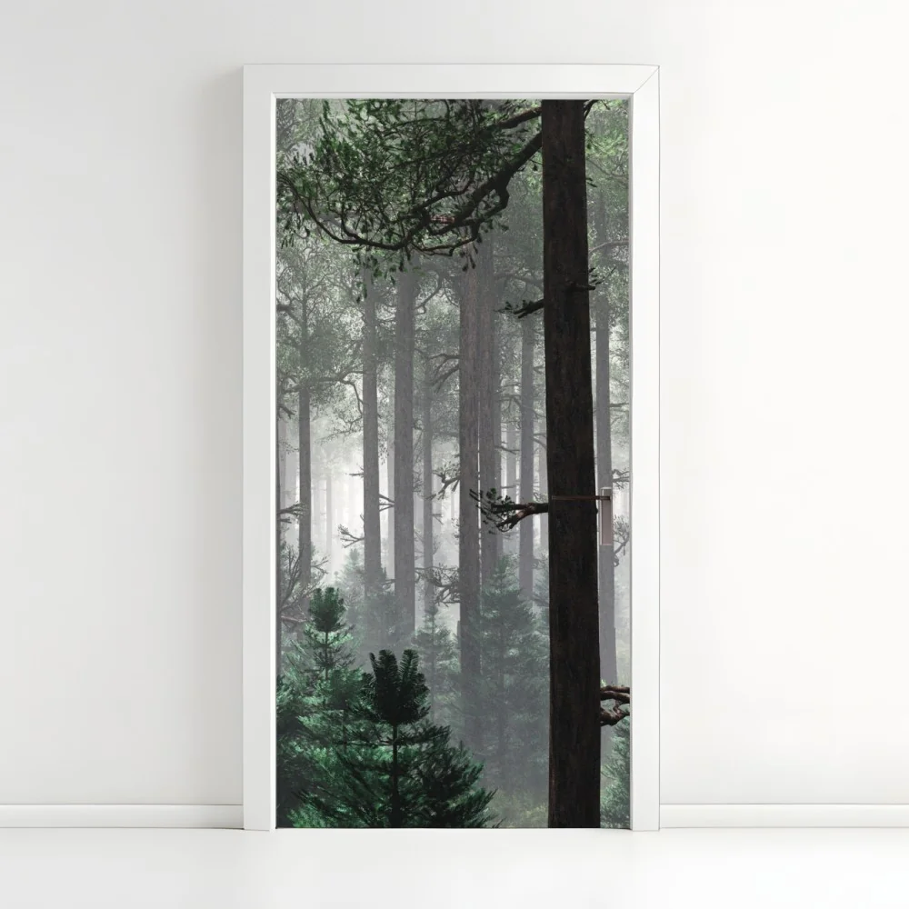 Naklejka na drzwi mglisty iglasty las – Wallissimo® Naklejka na drzwi mglisty iglasty las – Wallissimo®