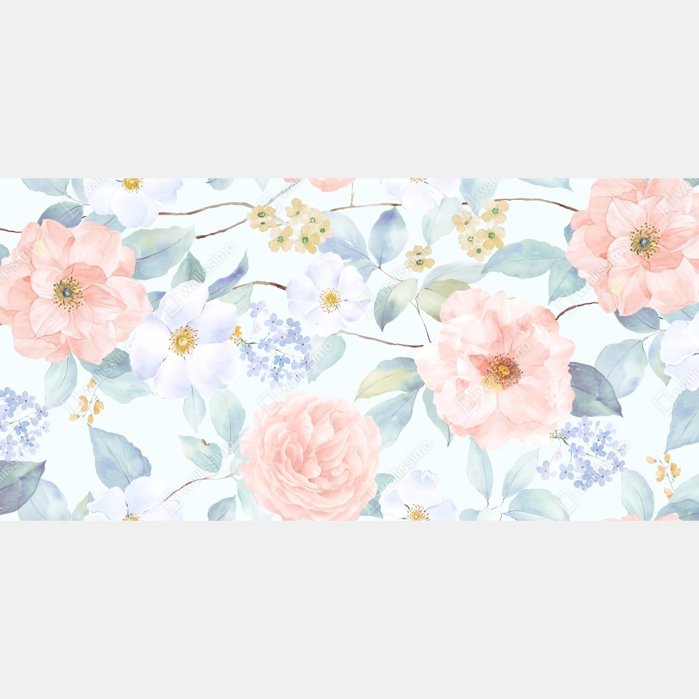 Naklejka na drzwi delikatne pastelowe kwiaty w akwareli – Wallissimo® Naklejka na drzwi delikatne pastelowe kwiaty w akwareli – Wallissimo®