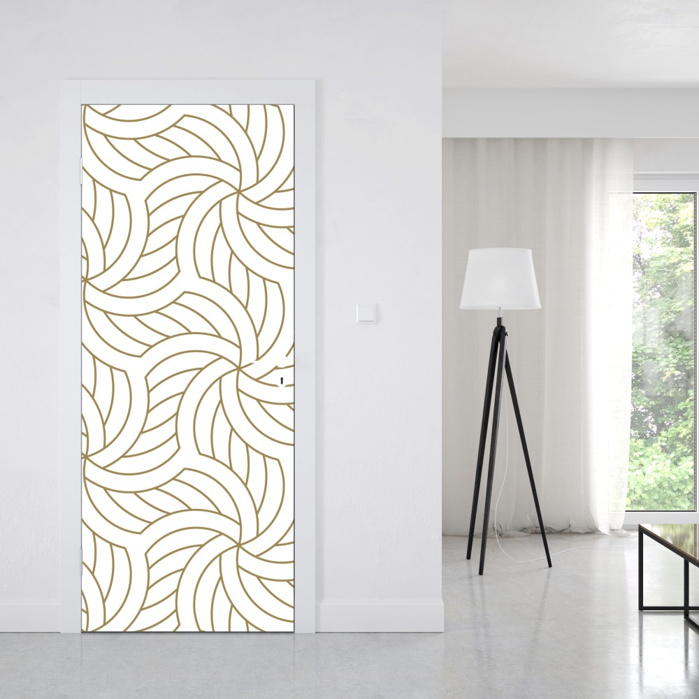 Naklejka na drzwi złoty geometryczny wzór spiralny – Wallissimo® Naklejka na drzwi złoty geometryczny wzór spiralny – Wallissimo®