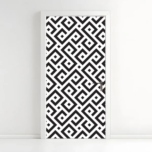 Naklejka na drzwi ponadczasowy czarno-biały geometryczny wzór
