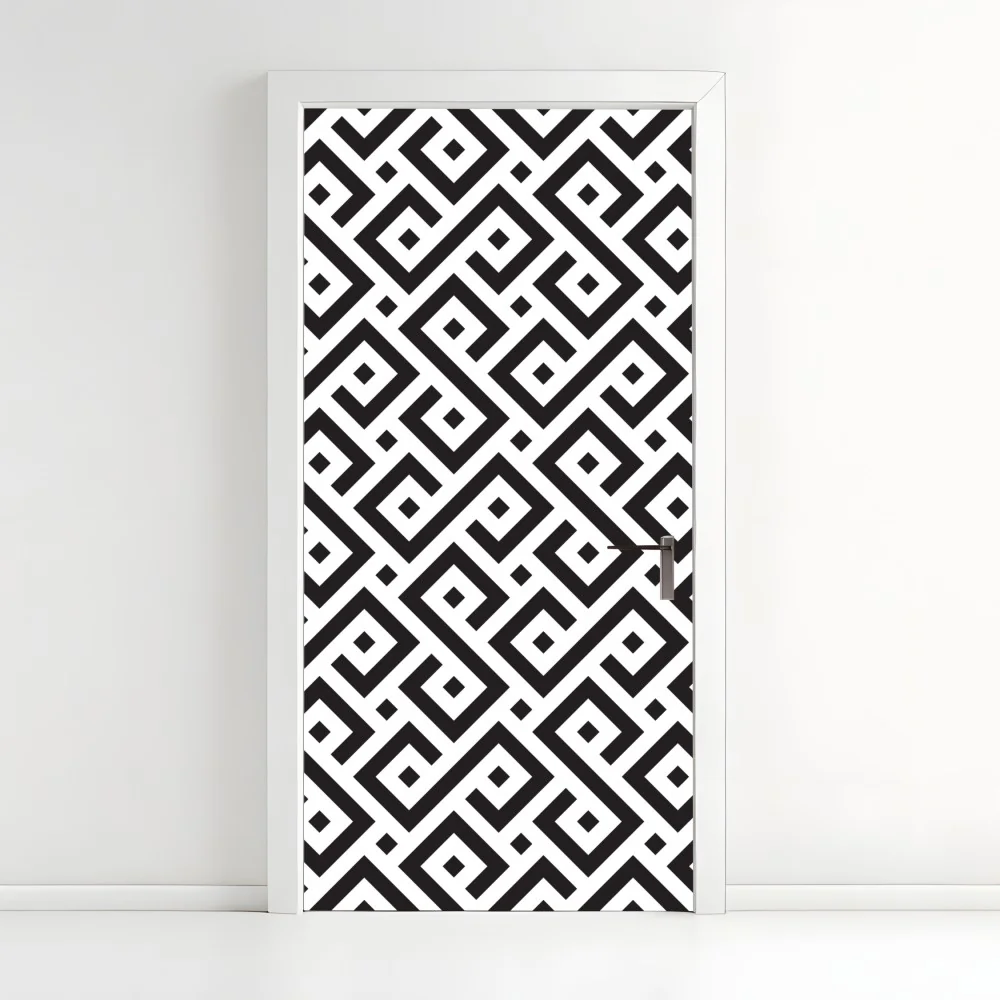 Naklejka na drzwi ponadczasowy czarno-biały geometryczny wzór – Wallissimo® Naklejka na drzwi ponadczasowy czarno-biały geometryczny wzór – Wallissimo®