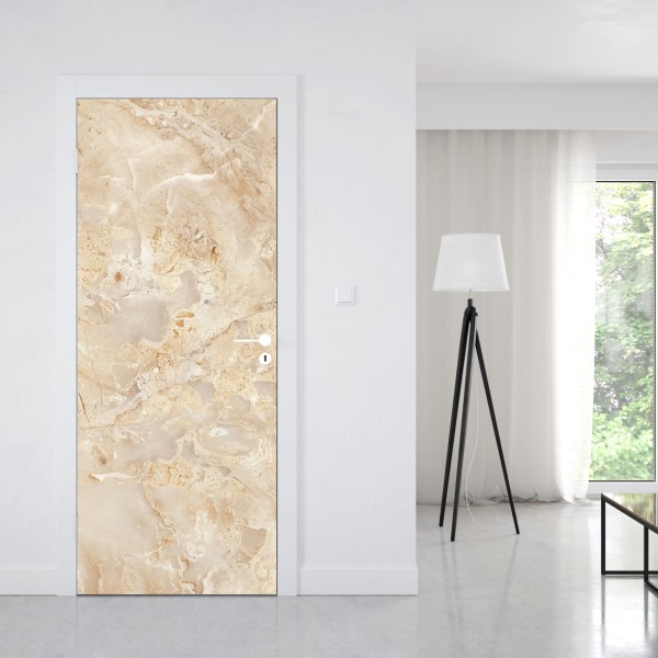 Naklejka na drzwi beżowa tekstura marmuru z naturalnymi żyłami – Wallissimo® Naklejka na drzwi beżowa tekstura marmuru z naturalnymi żyłami – Wallissimo®