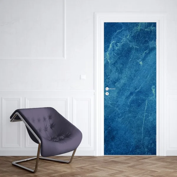 Naklejka na drzwi głęboka niebieska tekstura marmuru – Wallissimo® Naklejka na drzwi głęboka niebieska tekstura marmuru – Wallissimo®