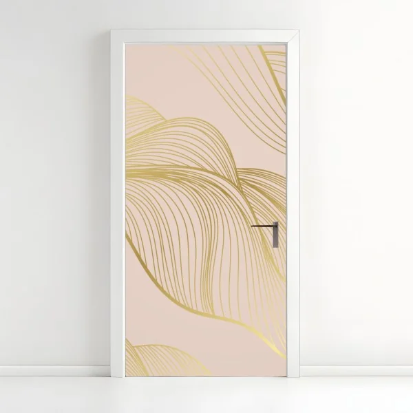 Naklejka na drzwi abstrakcyjny wzór złotych fal