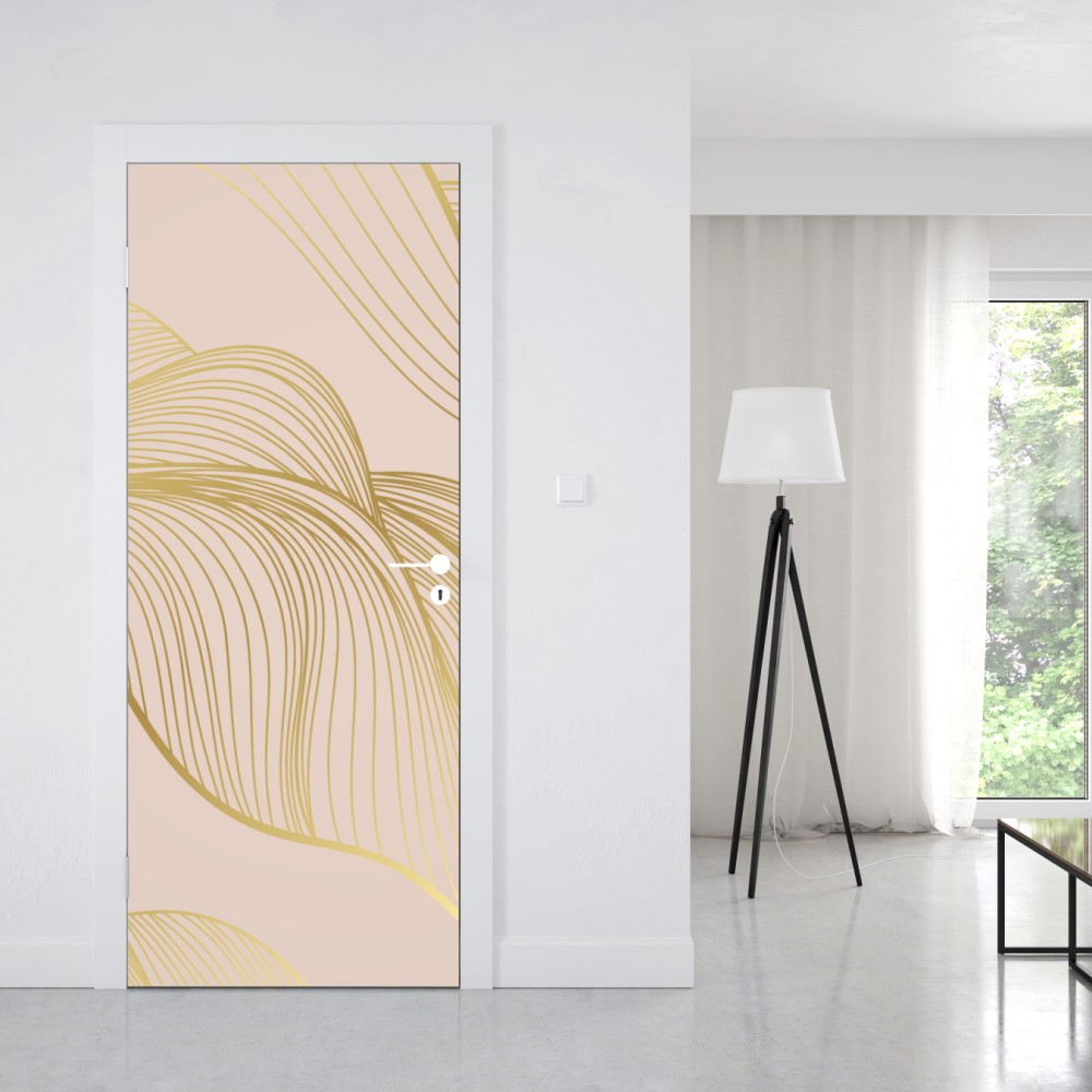 Naklejka na drzwi abstrakcyjny wzór złotych fal – Wallissimo® Naklejka na drzwi abstrakcyjny wzór złotych fal – Wallissimo®