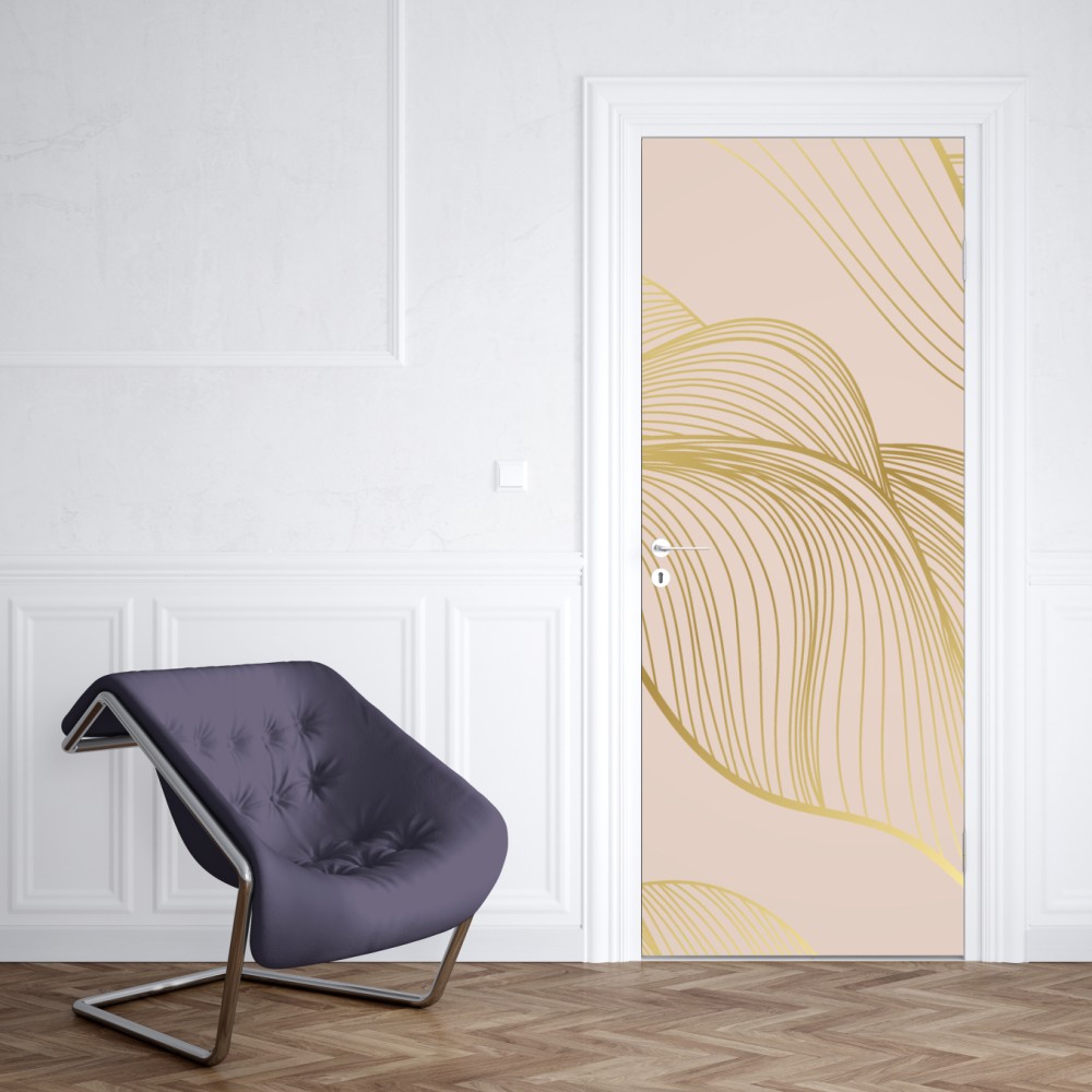 Naklejka na drzwi abstrakcyjny wzór złotych fal – Wallissimo® Naklejka na drzwi abstrakcyjny wzór złotych fal – Wallissimo®