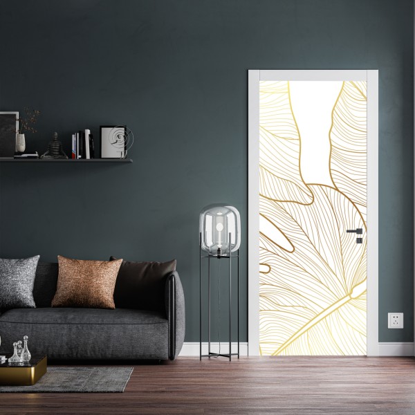 Naklejka na drzwi niebieskie peonie w stylu botanicznym – Wallissimo®