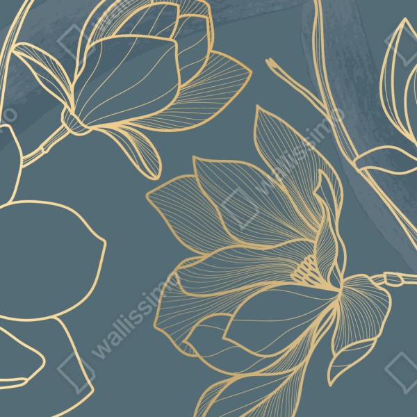 Naklejka na drzwi złota magnolia na turkusowym tle – Wallissimo® Naklejka na drzwi złota magnolia na turkusowym tle – Wallissimo®