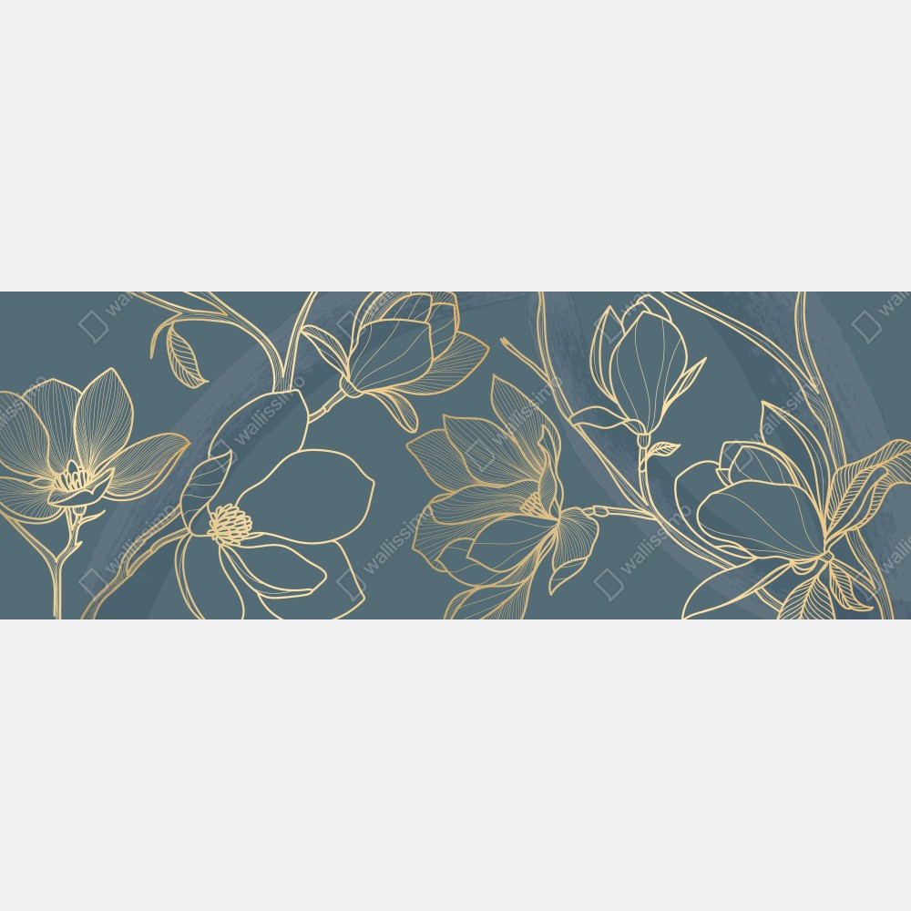 Naklejka na drzwi złota magnolia na turkusowym tle – Wallissimo® Naklejka na drzwi złota magnolia na turkusowym tle – Wallissimo®